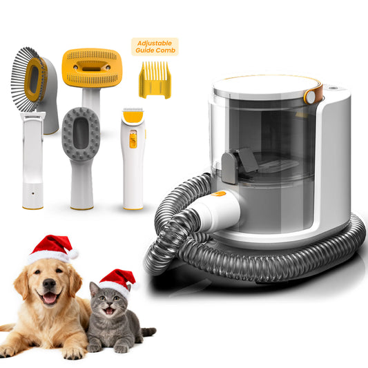 PUPPYOO 5-in-1 Pet Grooming Kit & Vacuum | 13000Pa Suction, 1.5L Dust Cup & Whisper-Quiet Operation for Dogs and Cats