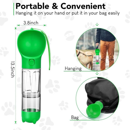 All-in-One Portable Pet Water Bottle with Treat & Food Compartment | Multi-Functional Travel Cup