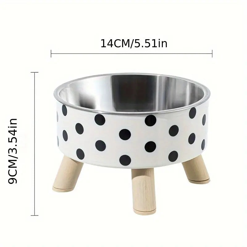 Elevated Cat/Dog Feeding Bowl, Stainless Steel Anti-Slip Pet Feeder with Stand, Large Capacity Dog Food Bowl, Prevents Neck Strain, Single Bowl Design