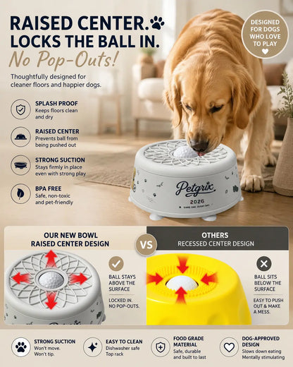 Petgrix Soccer Slow Feeder Dog Bowl | Interactive No-Spill Lick Bowl with Strong Suction Base for Peanut Butter & Wet Food