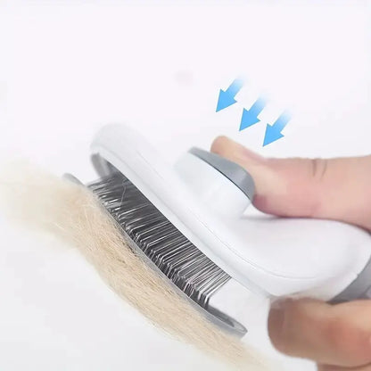 One-Button Self-Cleaning Pet Grooming Slicker Brush | Easy Hair Removal Comb for Dogs and Cats