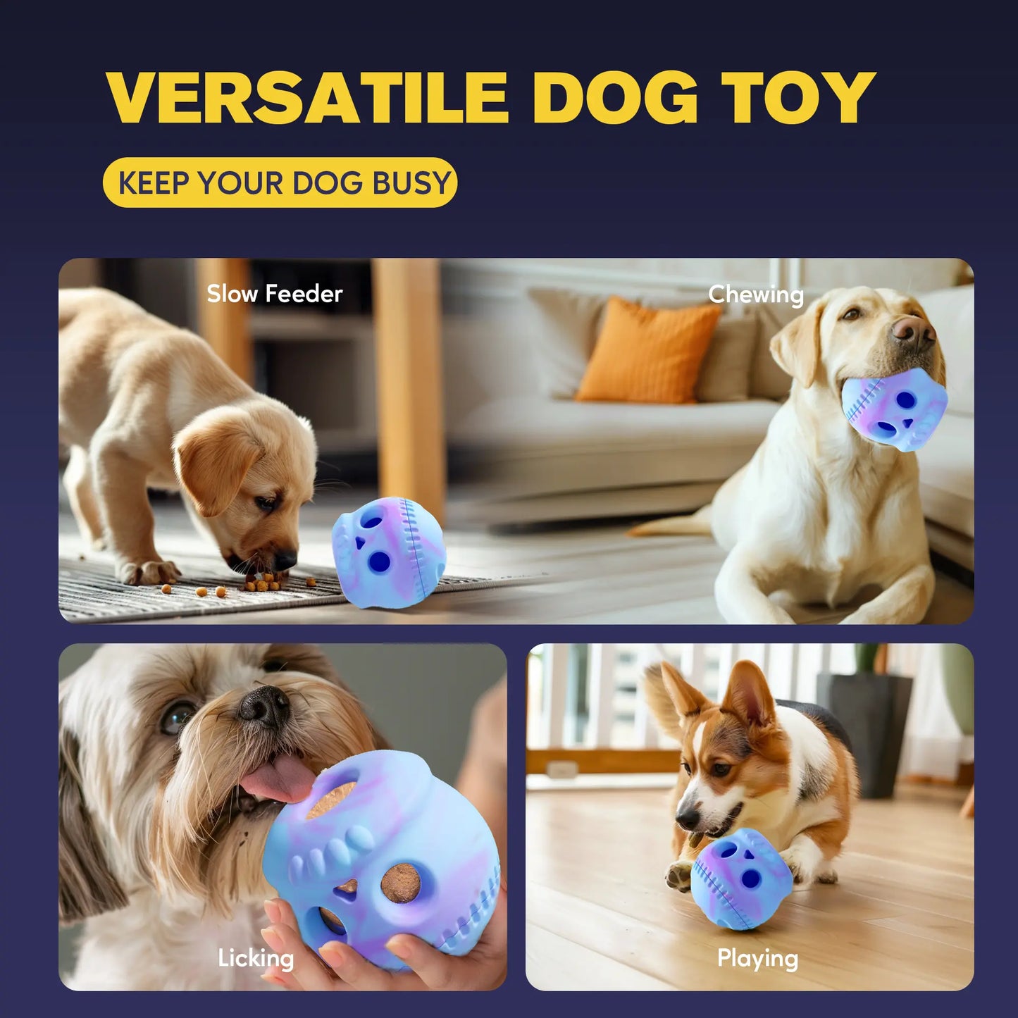 Heapets Skull Dog Chew & Rope Toy for Aggressive Chewers - Enrichment Toy for Large Dogs with Brain-Shaped Ice Mold, 320G Durable Rubber