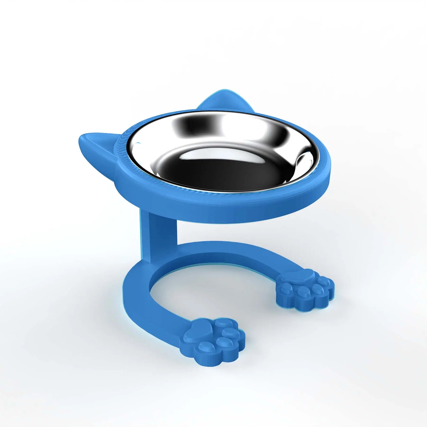 316 Stainless Steel Elevated Tilted Cat Bowl - Whisker-Friendly Neck Protection Raised Feeder with Anti-Slip Paw Stand, Elevated Slow Feeder, Portable Bowl for Visits and Trips, Smooth Steel Surface Wipes Clean Fast, Stays Put on Floor for Senior Cats