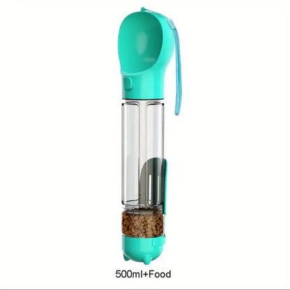 All-in-One Portable Pet Water Bottle with Treat & Food Compartment | Multi-Functional Travel Cup