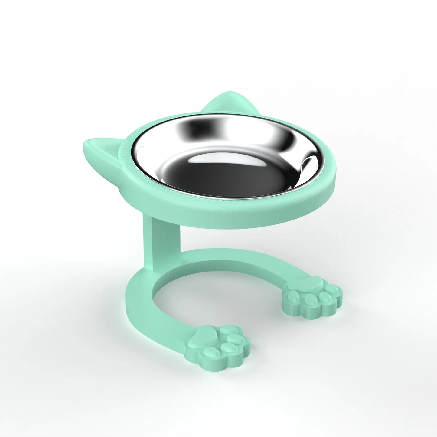 316 Stainless Steel Elevated Tilted Cat Bowl - Whisker-Friendly Neck Protection Raised Feeder with Anti-Slip Paw Stand, Elevated Slow Feeder, Portable Bowl for Visits and Trips, Smooth Steel Surface Wipes Clean Fast, Stays Put on Floor for Senior Cats