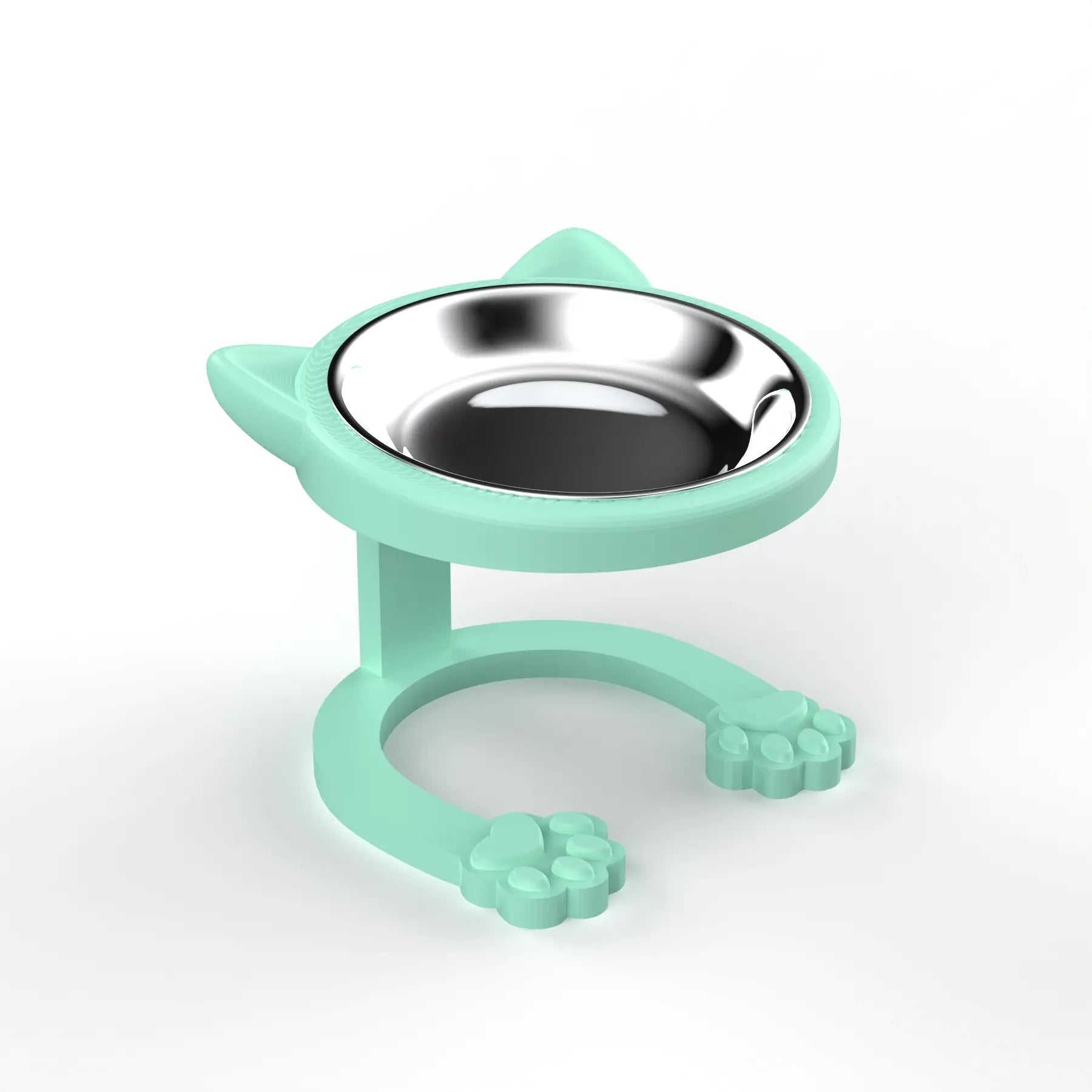 316 Stainless Steel Elevated Tilted Cat Bowl - Whisker-Friendly Neck Protection Raised Feeder with Anti-Slip Paw Stand, Elevated Slow Feeder, Portable Bowl for Visits and Trips, Smooth Steel Surface Wipes Clean Fast, Stays Put on Floor for Senior Cats