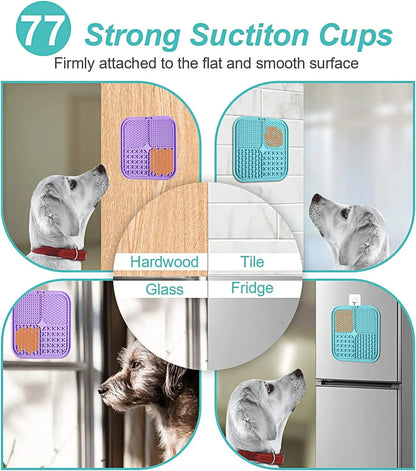 Lick Mat Set for Dogs and Cats - 3 Pack with Suction Cups for Anxiety Relief, Boredom Reduction, and Bathing Grooming Activities
