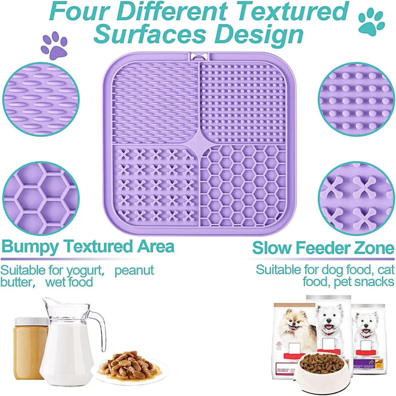 Lick Mat Set for Dogs and Cats - 3 Pack with Suction Cups for Anxiety Relief, Boredom Reduction, and Bathing Grooming Activities