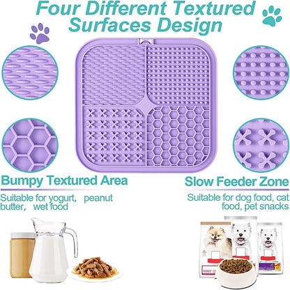 Lick Mat Set for Dogs and Cats - 3 Pack with Suction Cups for Anxiety Relief, Boredom Reduction, and Bathing Grooming Activities