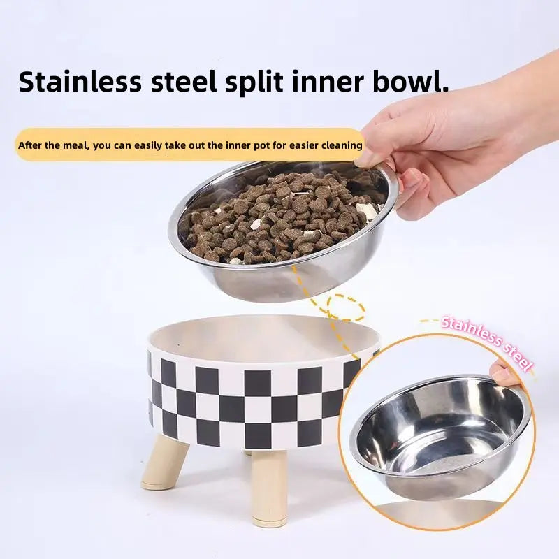 Elevated Cat/Dog Feeding Bowl, Stainless Steel Anti-Slip Pet Feeder with Stand, Large Capacity Dog Food Bowl, Prevents Neck Strain, Single Bowl Design