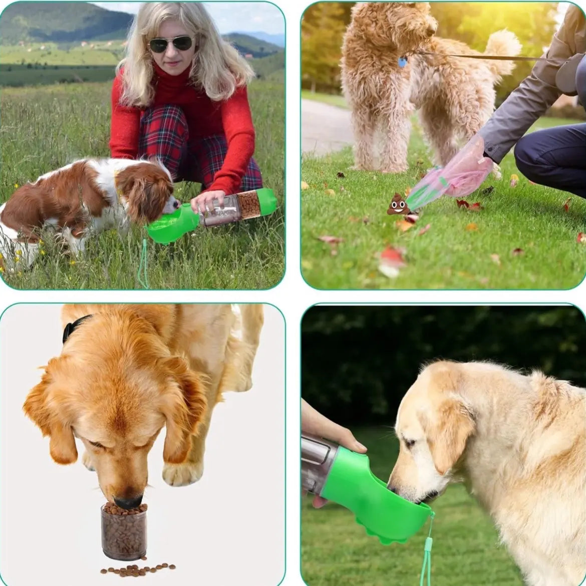 All-in-One Portable Pet Water Bottle with Treat & Food Compartment | Multi-Functional Travel Cup