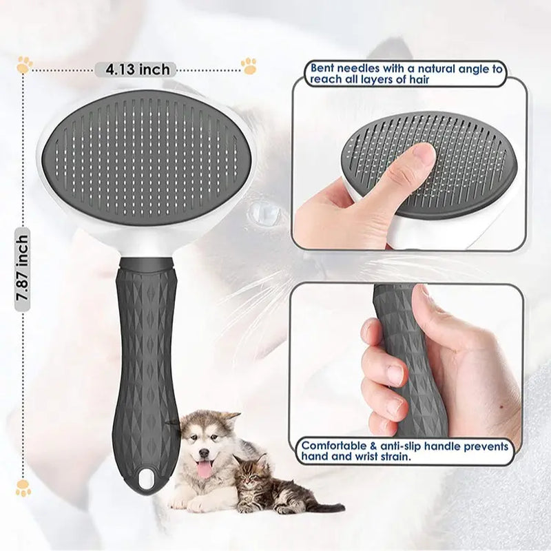 One-Button Self-Cleaning Pet Grooming Slicker Brush | Easy Hair Removal Comb for Dogs and Cats