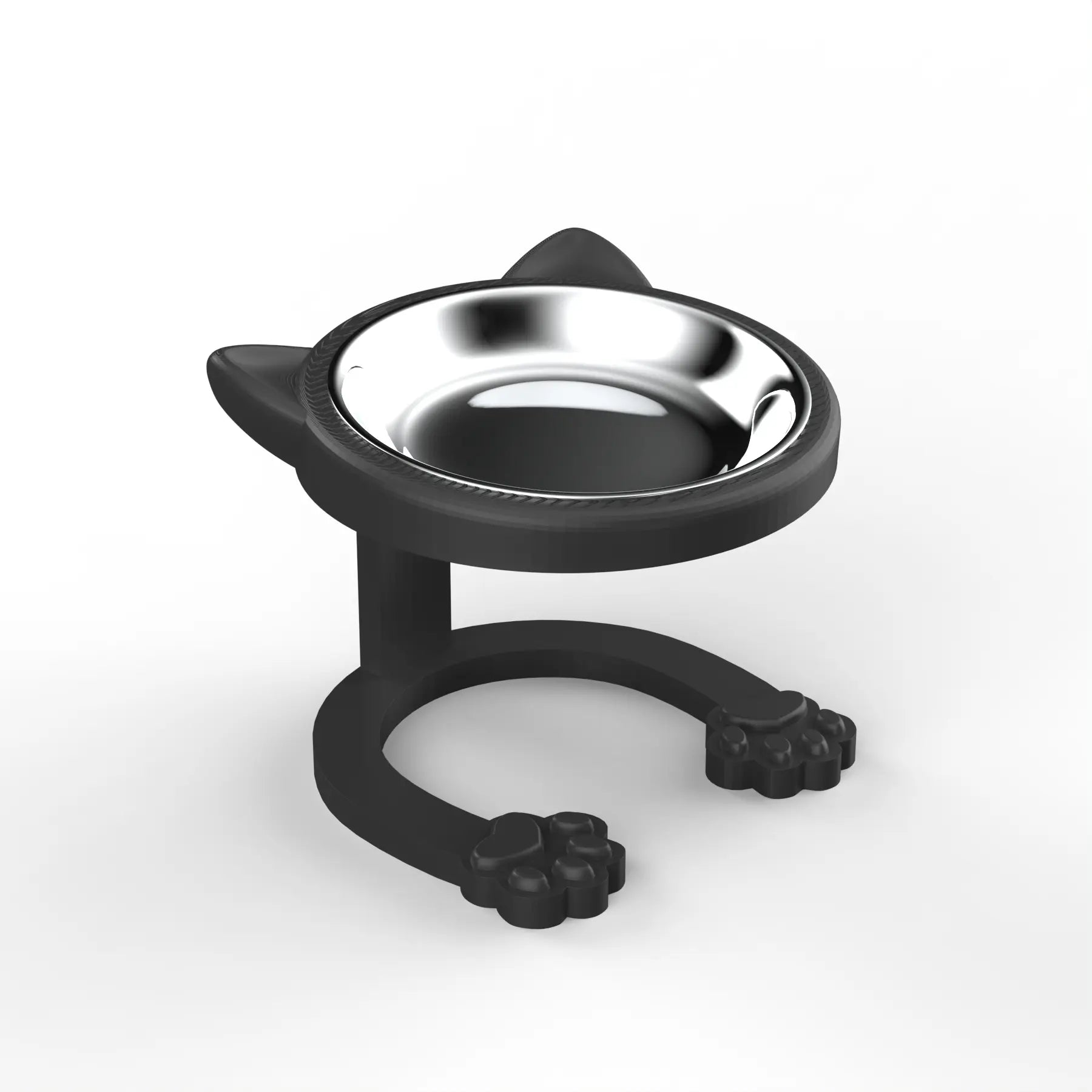 316 Stainless Steel Elevated Tilted Cat Bowl - Whisker-Friendly Neck Protection Raised Feeder with Anti-Slip Paw Stand, Elevated Slow Feeder, Portable Bowl for Visits and Trips, Smooth Steel Surface Wipes Clean Fast, Stays Put on Floor for Senior Cats