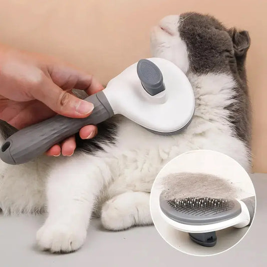 One-Button Self-Cleaning Pet Grooming Slicker Brush | Easy Hair Removal Comb for Dogs and Cats
