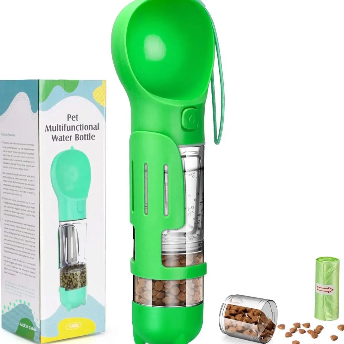 All-in-One Portable Pet Water Bottle with Treat & Food Compartment | Multi-Functional Travel Cup