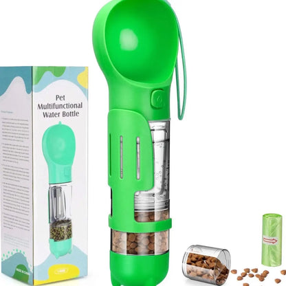 All-in-One Portable Pet Water Bottle with Treat & Food Compartment | Multi-Functional Travel Cup