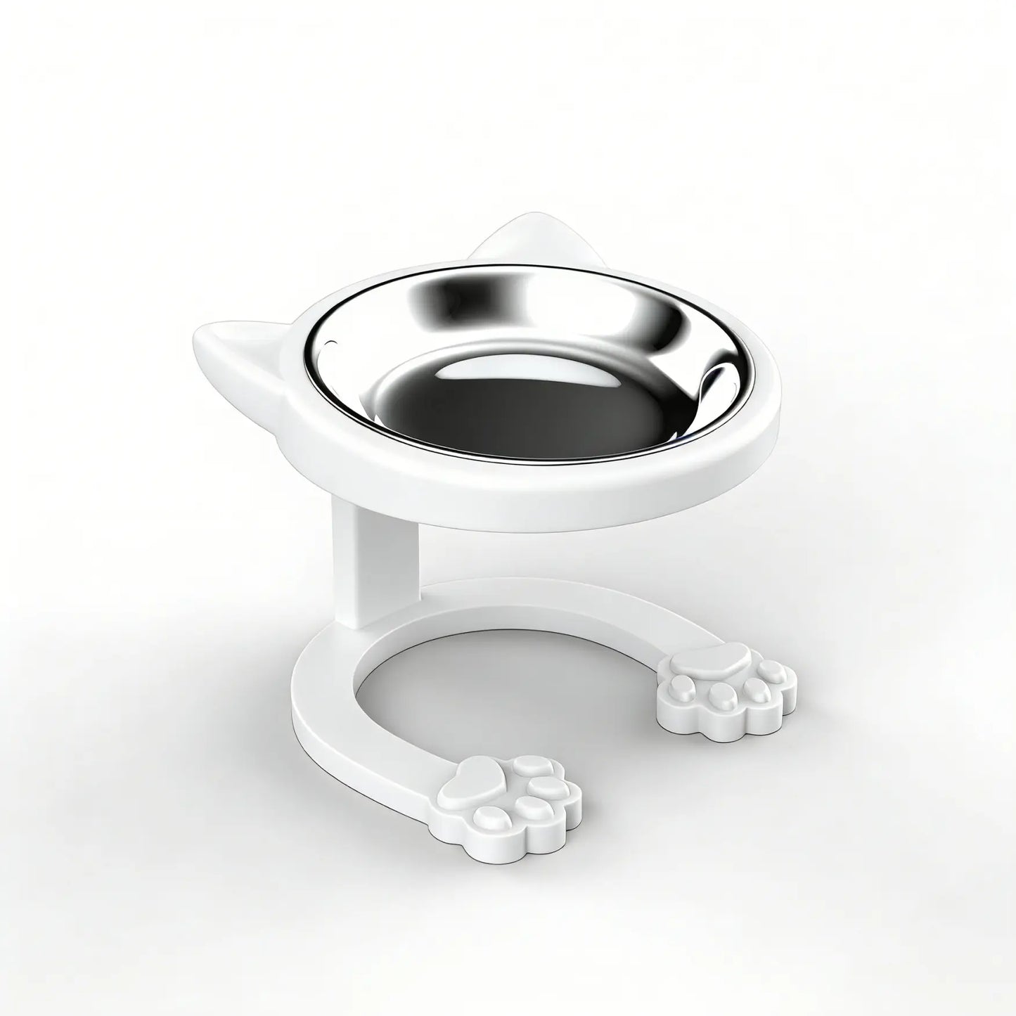 316 Stainless Steel Elevated Tilted Cat Bowl - Whisker-Friendly Neck Protection Raised Feeder with Anti-Slip Paw Stand, Elevated Slow Feeder, Portable Bowl for Visits and Trips, Smooth Steel Surface Wipes Clean Fast, Stays Put on Floor for Senior Cats