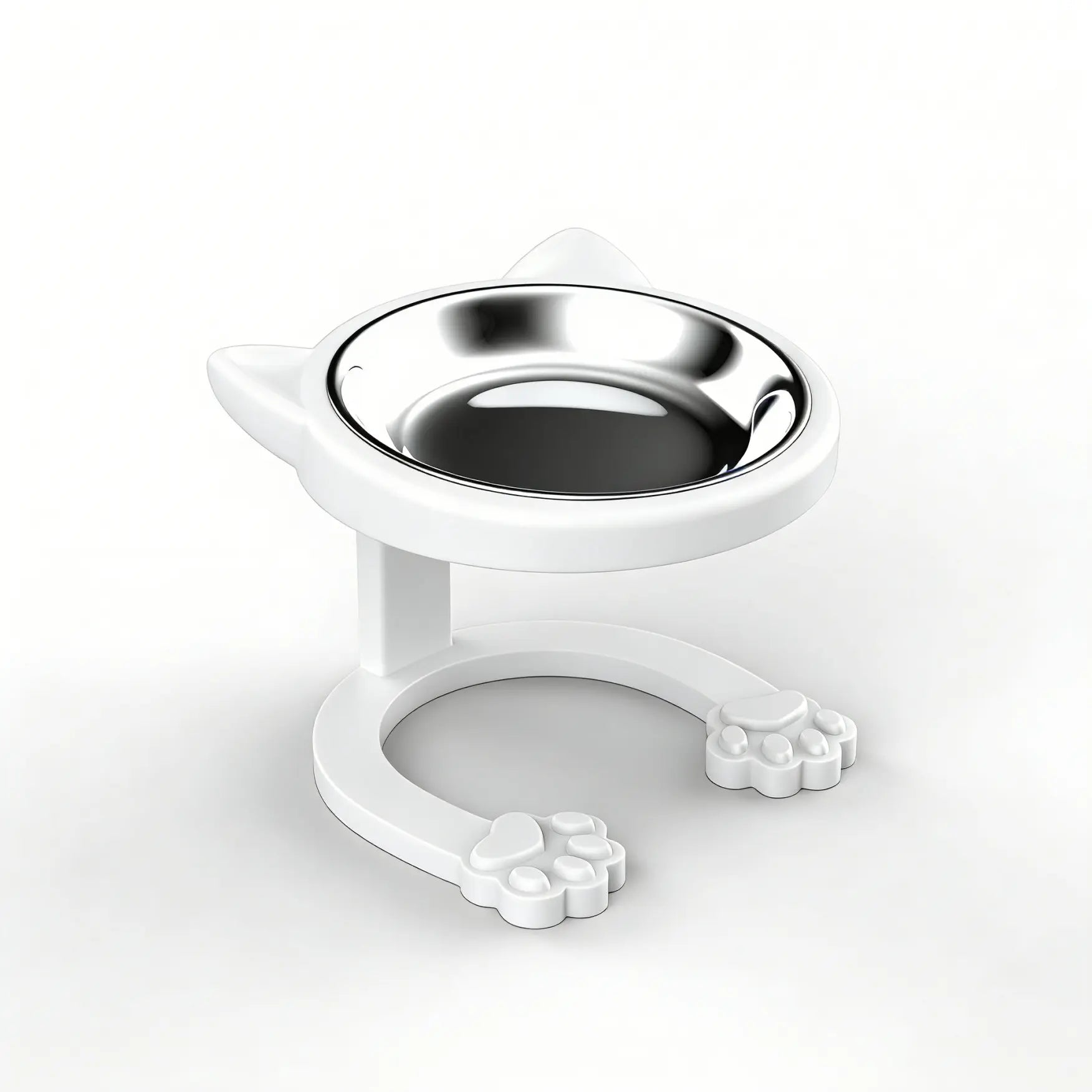 316 Stainless Steel Elevated Tilted Cat Bowl - Whisker-Friendly Neck Protection Raised Feeder with Anti-Slip Paw Stand, Elevated Slow Feeder, Portable Bowl for Visits and Trips, Smooth Steel Surface Wipes Clean Fast, Stays Put on Floor for Senior Cats