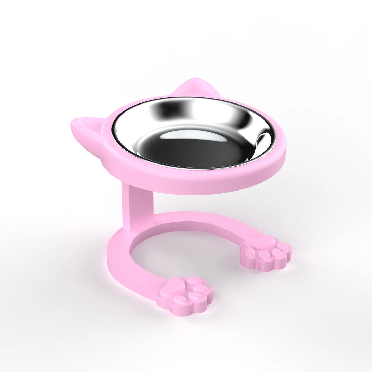 316 Stainless Steel Elevated Tilted Cat Bowl - Whisker-Friendly Neck Protection Raised Feeder with Anti-Slip Paw Stand, Elevated Slow Feeder, Portable Bowl for Visits and Trips, Smooth Steel Surface Wipes Clean Fast, Stays Put on Floor for Senior Cats