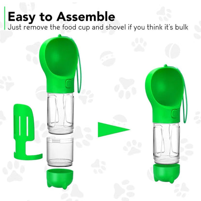 All-in-One Portable Pet Water Bottle with Treat & Food Compartment | Multi-Functional Travel Cup