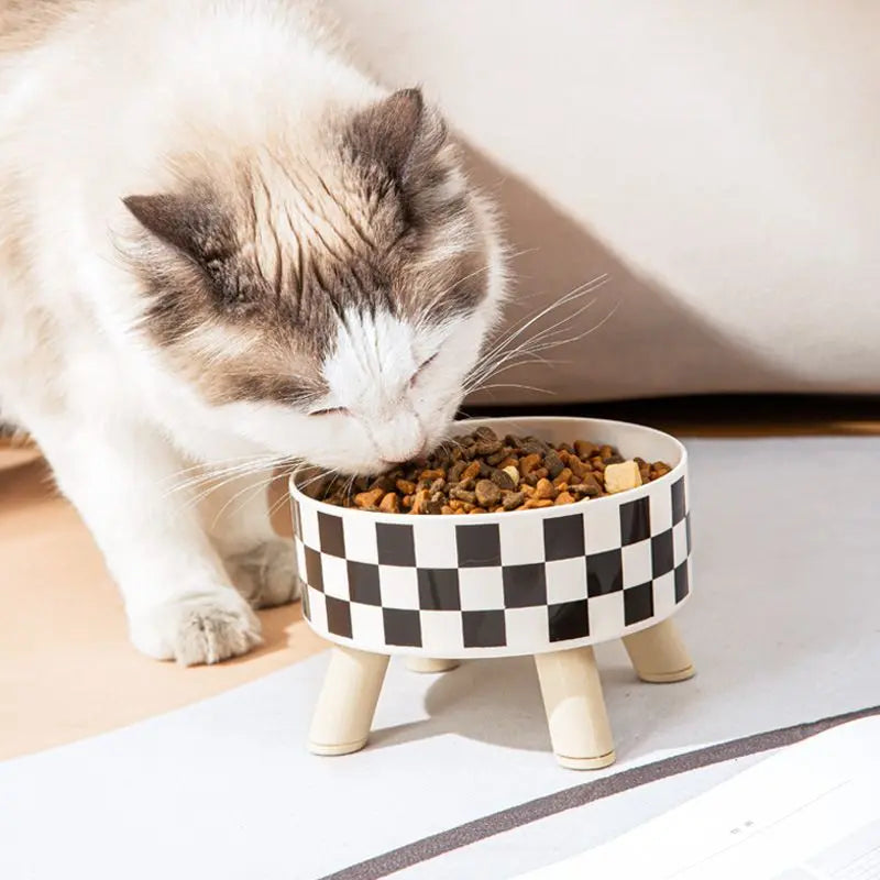 Elevated Cat/Dog Feeding Bowl, Stainless Steel Anti-Slip Pet Feeder with Stand, Large Capacity Dog Food Bowl, Prevents Neck Strain, Single Bowl Design