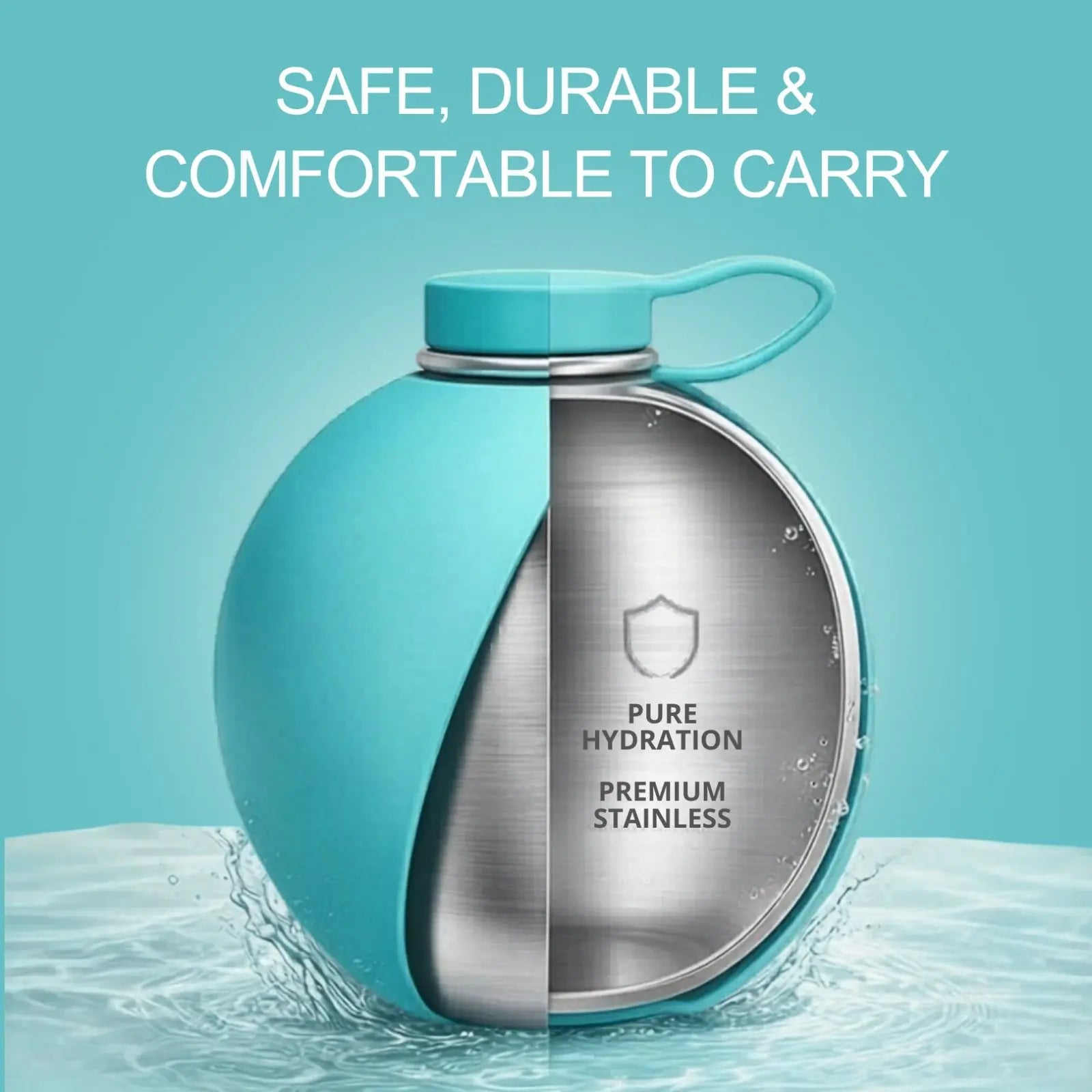2-in-1 Portable Stainless Steel Travel Water Bottle for Dogs (287 ml)