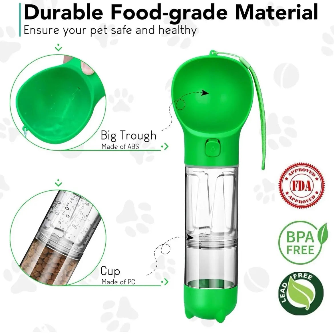 All-in-One Portable Pet Water Bottle with Treat & Food Compartment | Multi-Functional Travel Cup