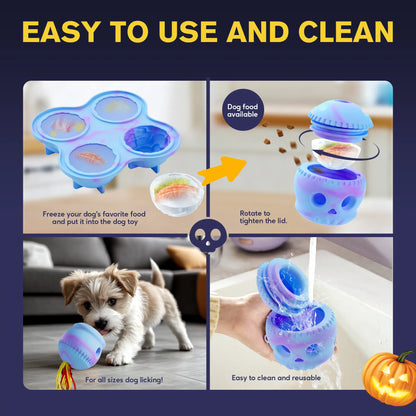 Heapets Skull Dog Chew & Rope Toy for Aggressive Chewers - Enrichment Toy for Large Dogs with Brain-Shaped Ice Mold, 320G Durable Rubber