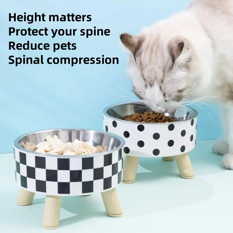 Elevated Cat/Dog Feeding Bowl, Stainless Steel Anti-Slip Pet Feeder with Stand, Large Capacity Dog Food Bowl, Prevents Neck Strain, Single Bowl Design