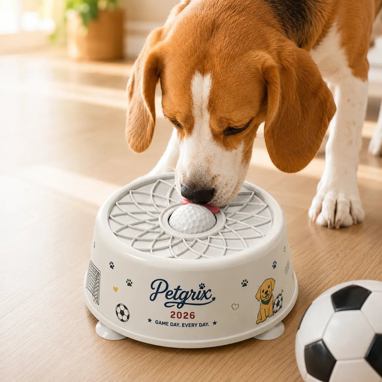 Petgrix Soccer Slow Feeder Dog Bowl | Interactive No-Spill Lick Bowl with Strong Suction Base for Peanut Butter & Wet Food
