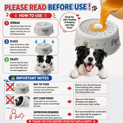 Petgrix Soccer Slow Feeder Dog Bowl | Interactive No-Spill Lick Bowl with Strong Suction Base for Peanut Butter & Wet Food