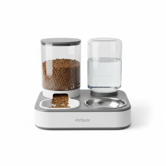 Dispensador automático de comida y agua 2-en-1 para perros y gatos